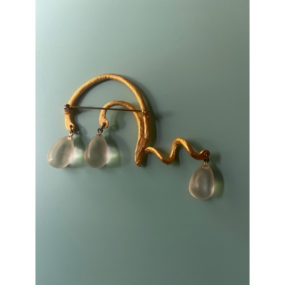 Signed Cecile Jeanne Paris Abstract, Gold Finish Brooch - Picture 4 of 6